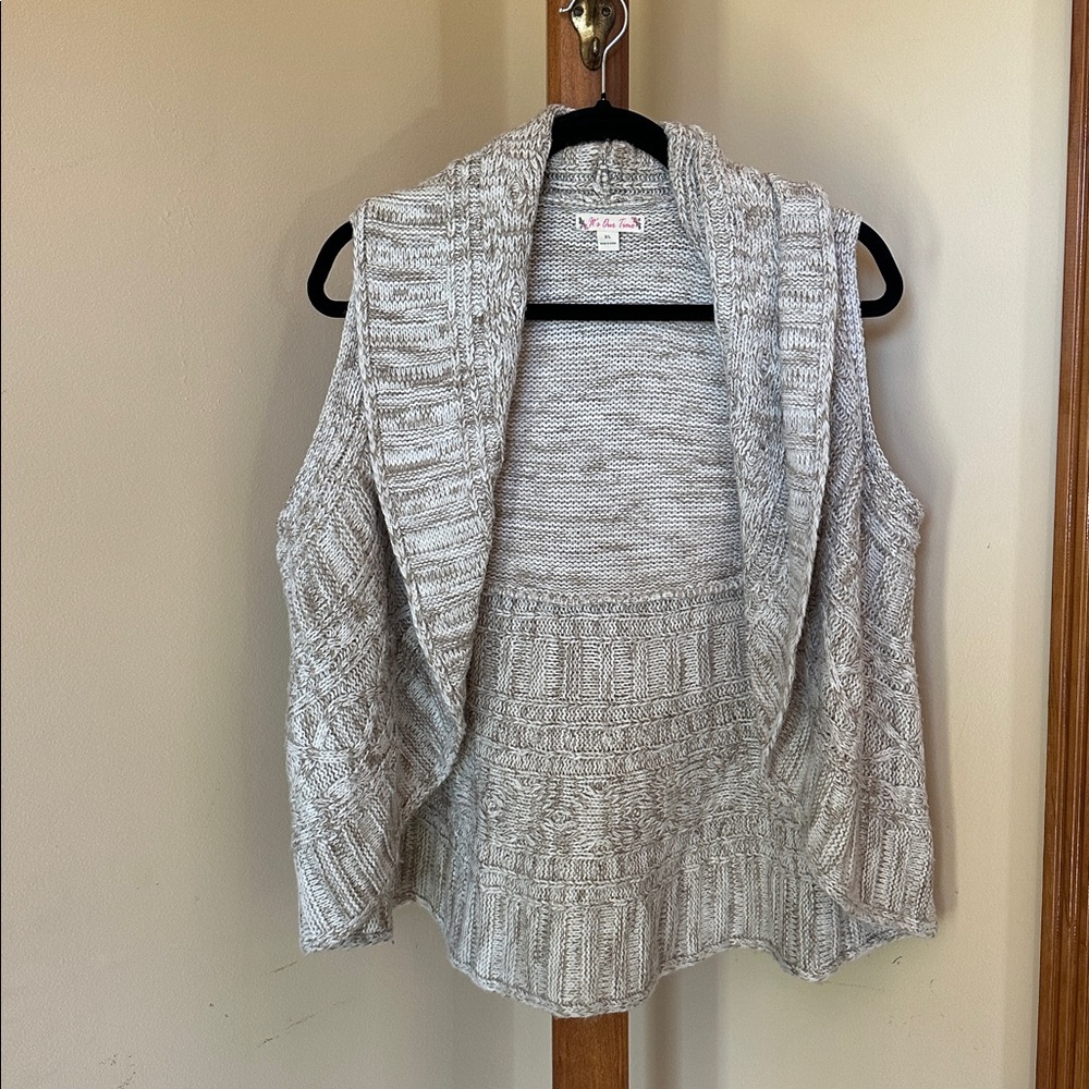 Beige Knit Sleeveless Cardigan